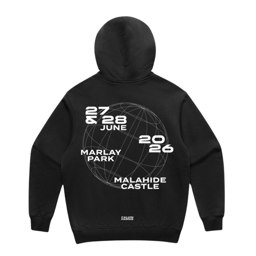 Calvin Harris Black Marlay Park / Malahide Castle Tour Hoodie, back view