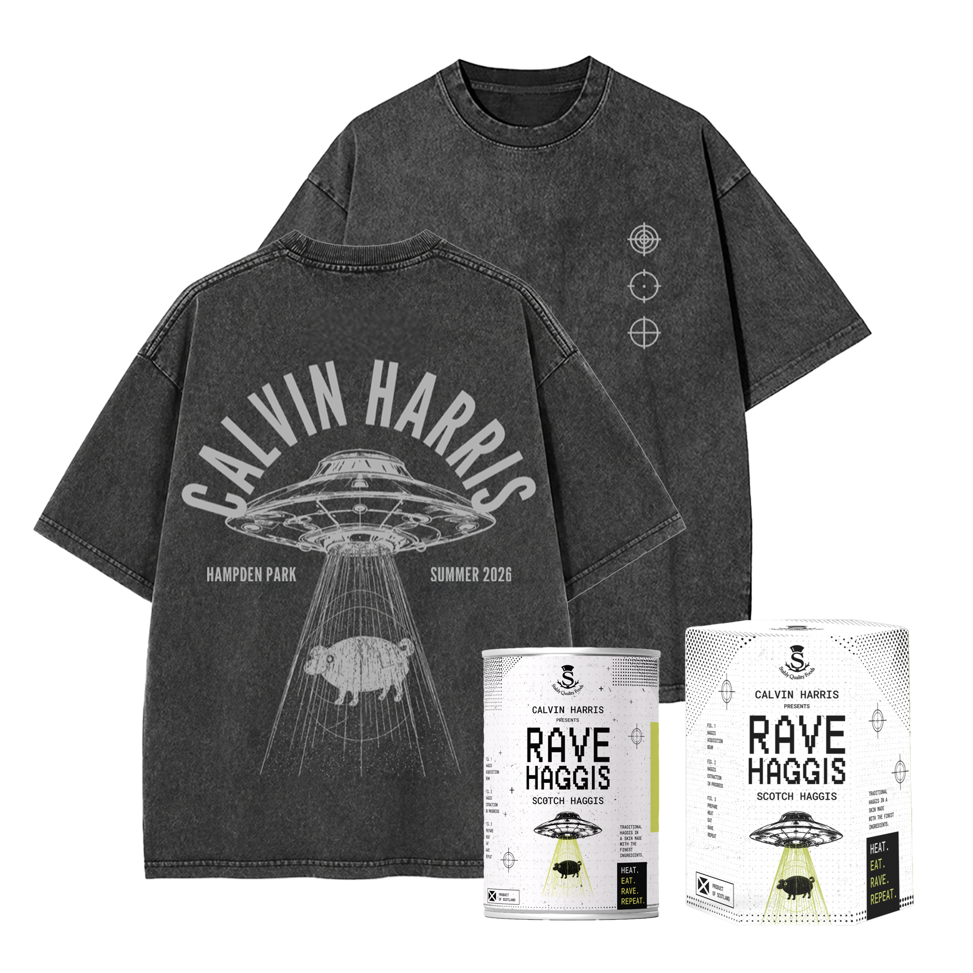 Rave Haggis + Stone Wash Black UFO T-Shirt