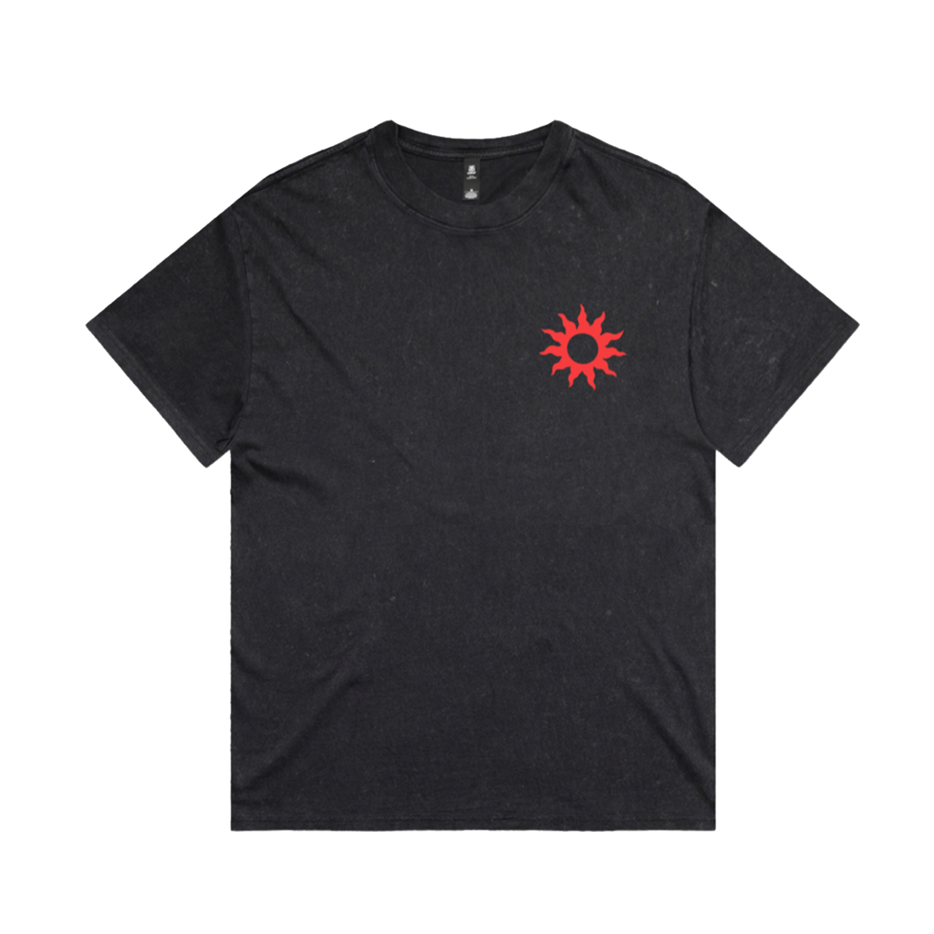 Belfast Vital Stone Wash Black Sun Flame T-Shirt